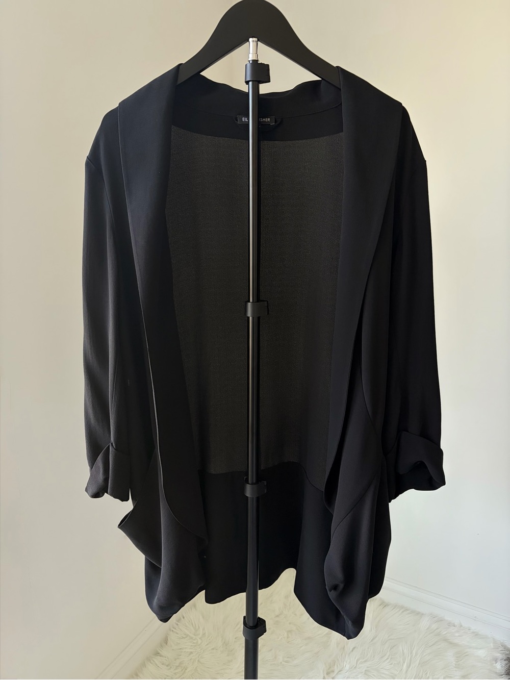 Eileen Fisher Silk Kimono Style Open Front Cardigan